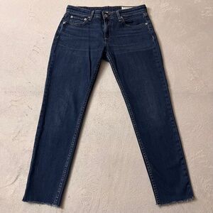 Rag & Bone Women's Dre Low-Rise Ankle Slim Boyfriend Raw Hem Jeans Denim Size 26